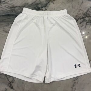 Under Armour Men’s White Athletic Training Shorts with Black Logo (NWOT)